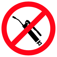 Warning not to use a high-pressure lever grease gun on an outboard jet